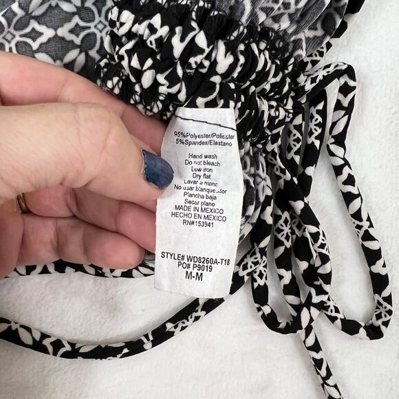 Timing Black and White Pattern Mini Bodycon Dress Medium - Picture 4 of 7